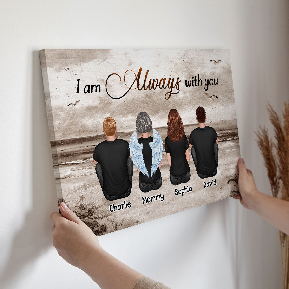 Always With You Sky Family Members, Memorial Personalized Canvas, Sympathy Gift