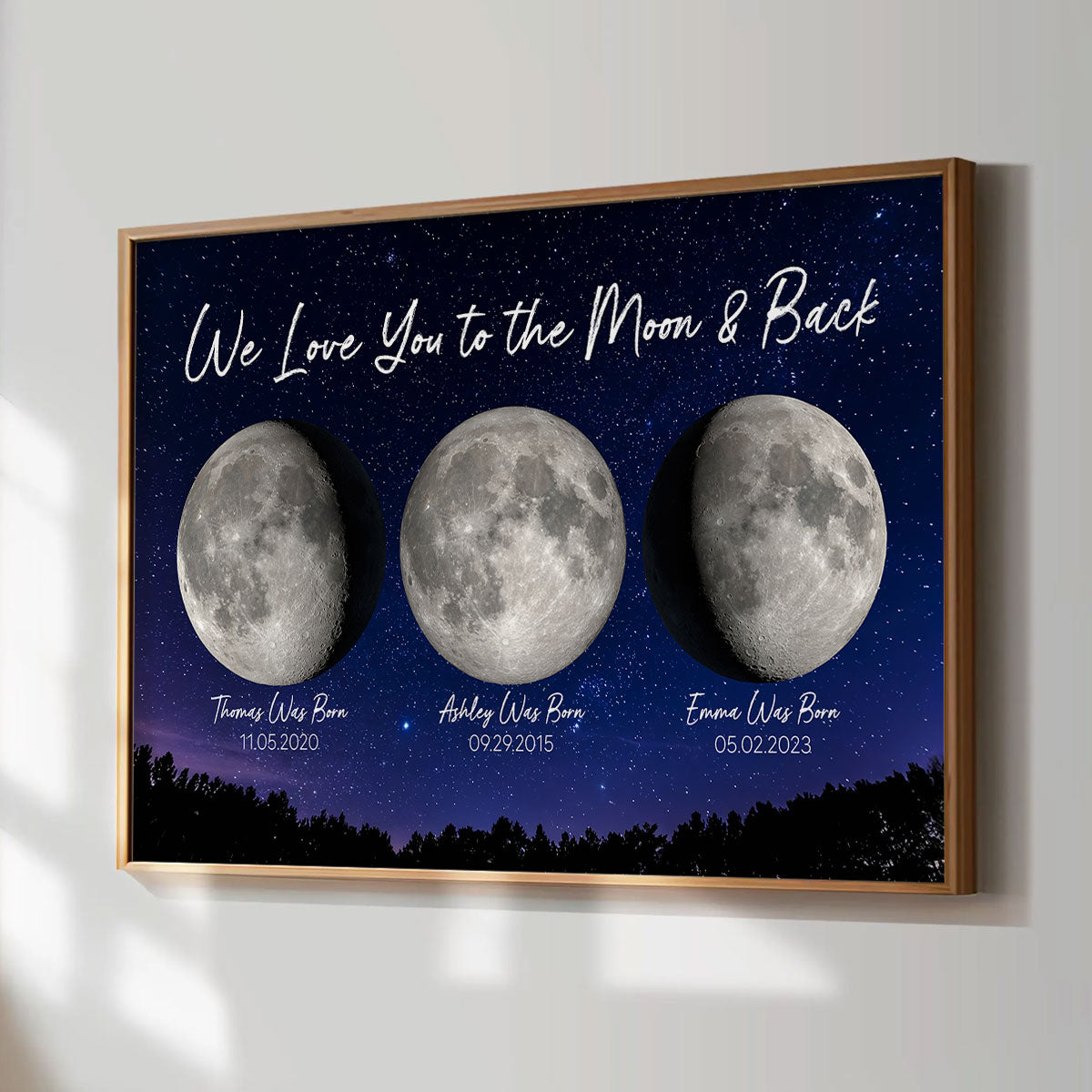 Love You To The Moon And Back Birth Moon Phase Personalized Poster, Gift For Mom, Grandma