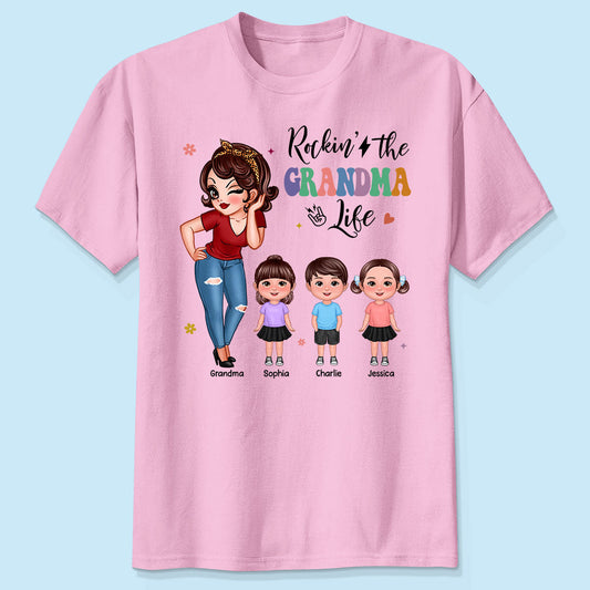 Rockin' Grandma Life Colorful Vintage Style Personalized Shirt