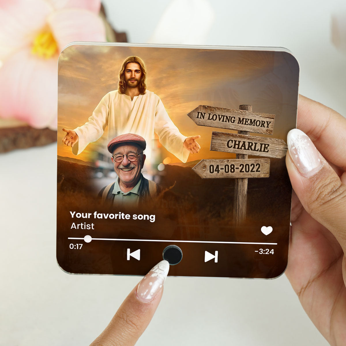 Upload Photo In Loving Memory Personalized Music Fridge Magnet, Sympathy Gift