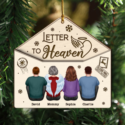 Letter To Heaven Family Sitting Memorial Personalized 3-Layer Wooden Ornament
