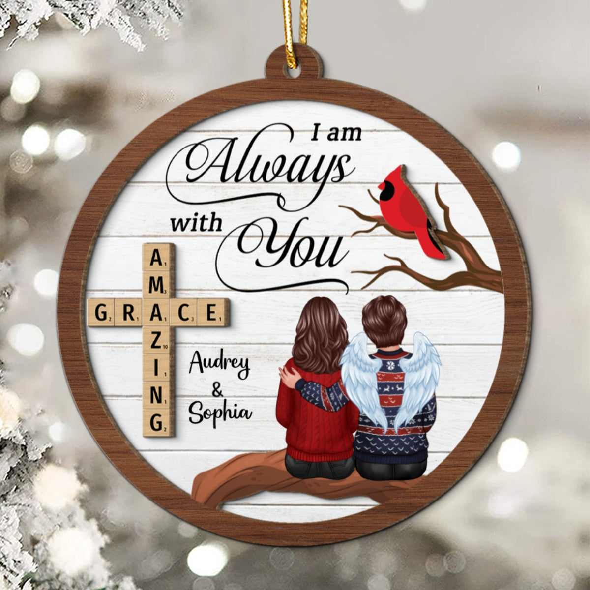 Amazing Grace Wooden Blocks Family Memorial Personalized 2-Layer Wooden Ornament, Christmas Decoration, Sympathy Gift, Remembrance Gift