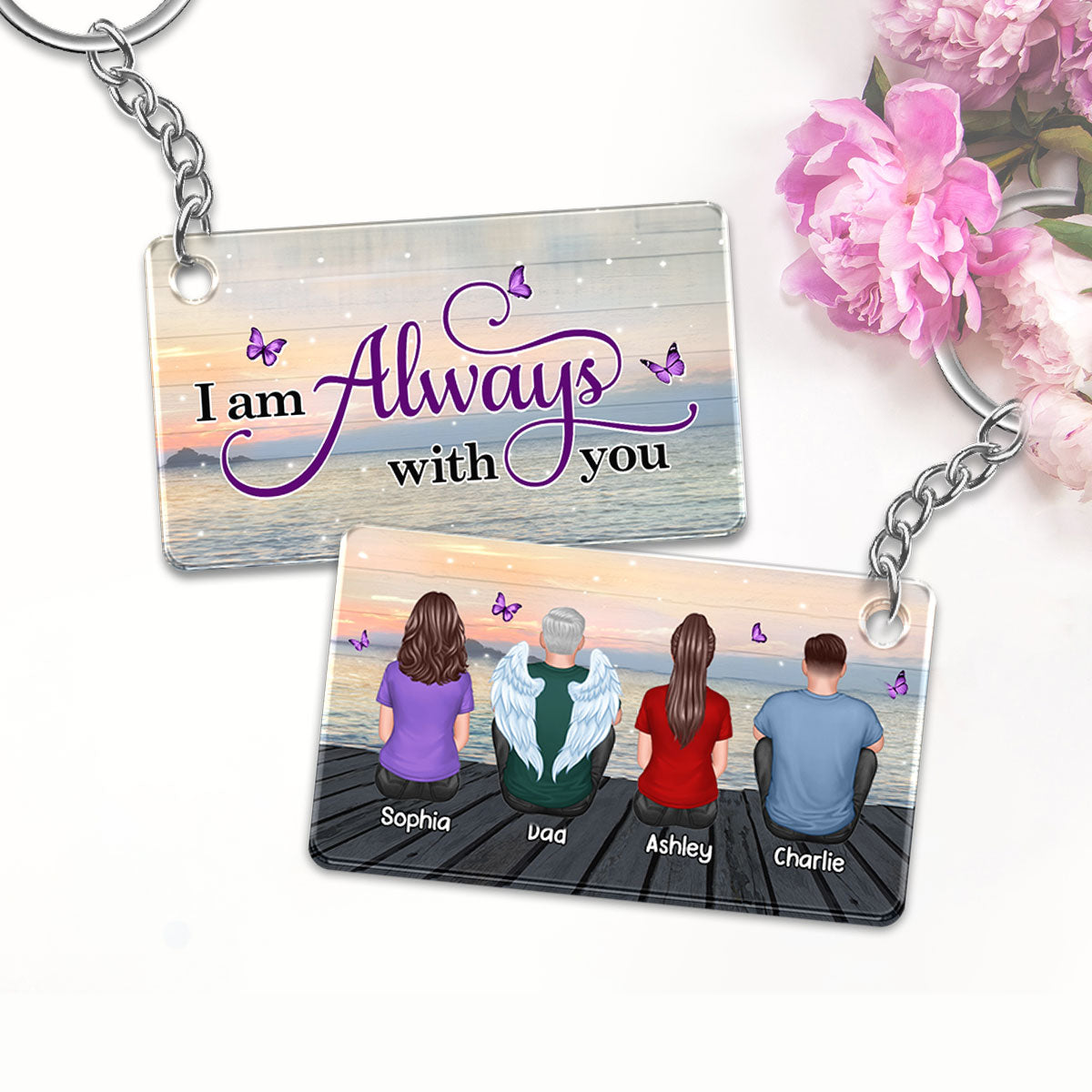 I Am Always With You Lake View Memorial Personalized Acrylic Keychain