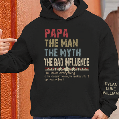 Personalized Dad Papa Grandpa Shirt, Custom Papa Legend Influence T-Shirt, Custom Birthday Fathers Day Gift