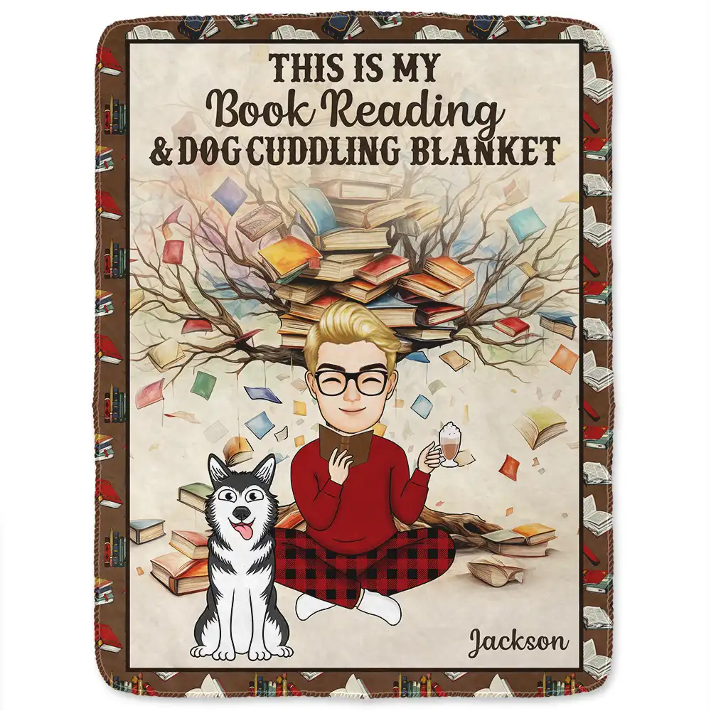 Book Reading & Cat Cuddling Blanket - Personalized Fleece Blanket