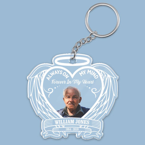 Forever In My Heart Memorial Photo Keepsake Personalized Acrylic Keychain