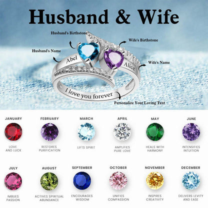 I Love You Forever - Personalized Promise Birthstones Ring