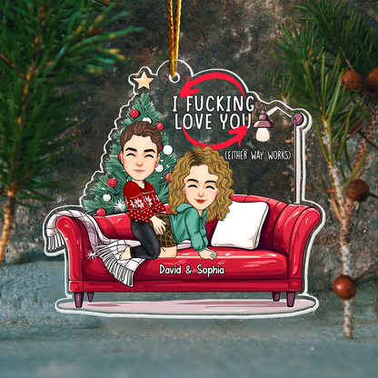 Personalized Naughty Couple On Sofa Acrylic Ornament Pa00