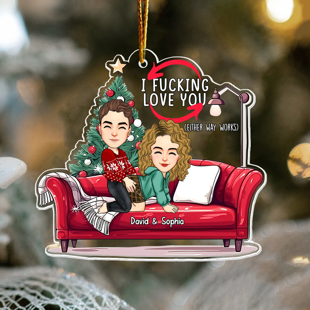 Personalized Naughty Couple On Sofa Acrylic Ornament Pa00