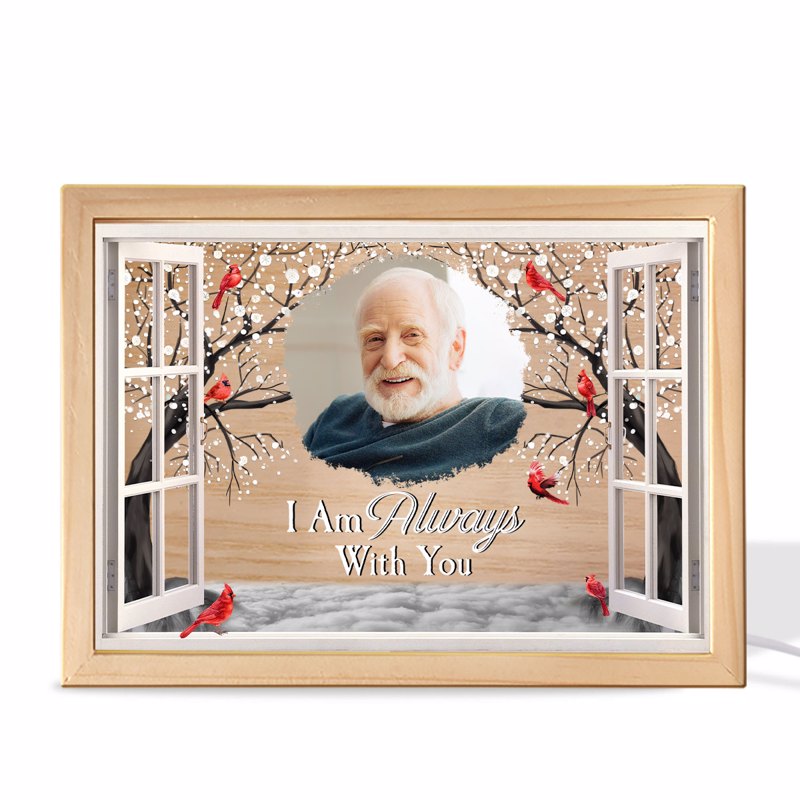 Family Memorial Always With You Cardinal Window View Photo Inserted Personalized Frame Light Box
