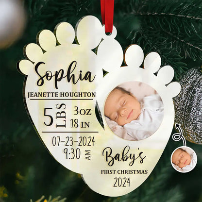 Custom Photo Baby's First Christmas - Personalized Custom Shaped Acrylic Ornament