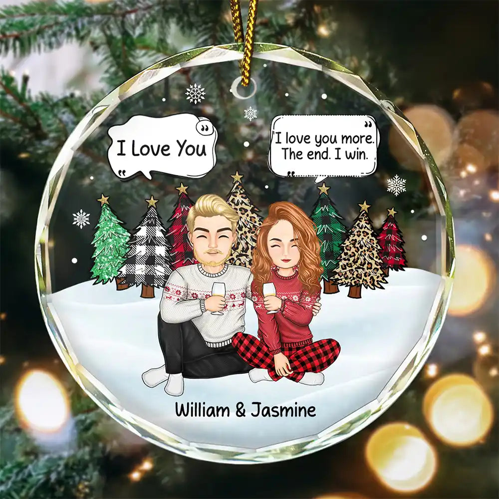 Christmas Couple I Love You More The End - Personalized Circle Acrylic Ornament