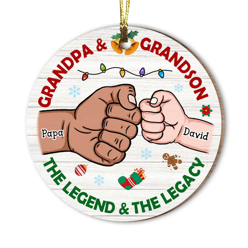 Personalized Grandpa and Grandson Legend Legacy Circle Ornament