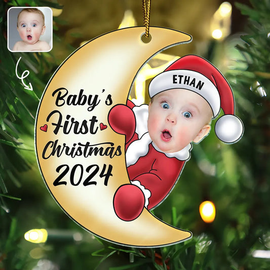 Custom Photo Christmas Santa Baby - Personalized Cutout Acrylic Ornament