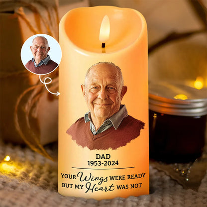 Custom Photo Memorial Your Wings Were Ready - Personalized Flameless LED Candle