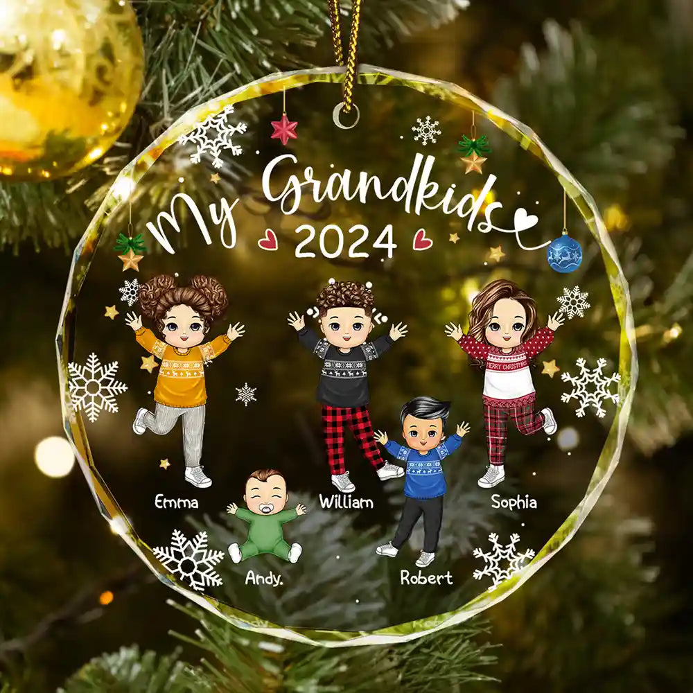 My Grandkids Grandparents Family - Personalized Circle Acrylic Ornament