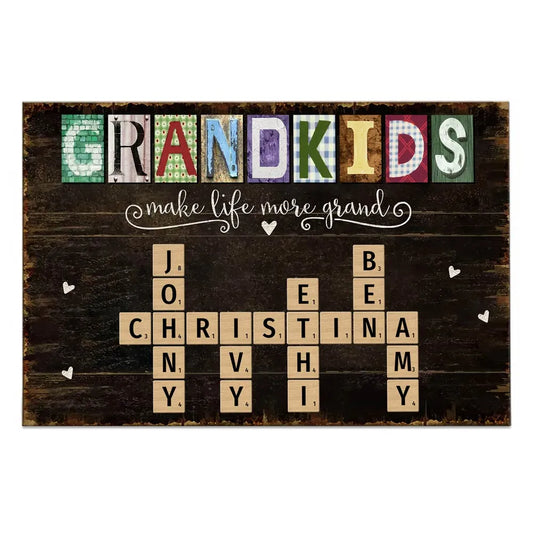 Personalized Grandkids Names Scrabble Gift For Grandparents Poster