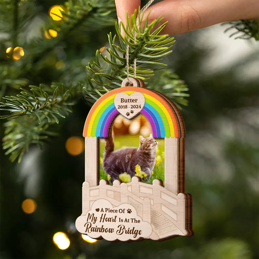 Custom Photo Dog Cat Pet Memorial We Will Meet Again - Personalized Wooden Ornament