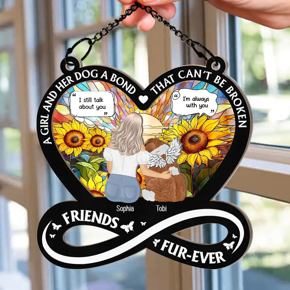 Memorial Dogs Cats Friends Furever A Bond Can't Be Broken - Personalized Window Hanging Acrylic Ornament