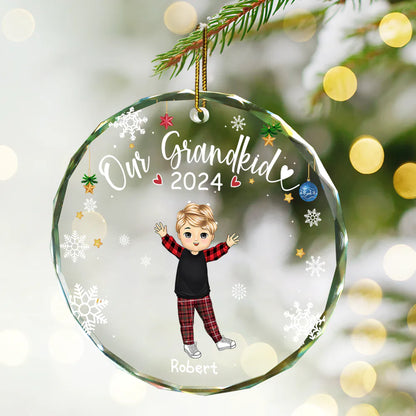 My Grandkids Grandparents Family - Personalized Circle Acrylic Ornament