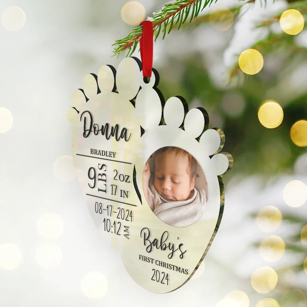 Custom Photo Baby's First Christmas - Personalized Custom Shaped Acrylic Ornament