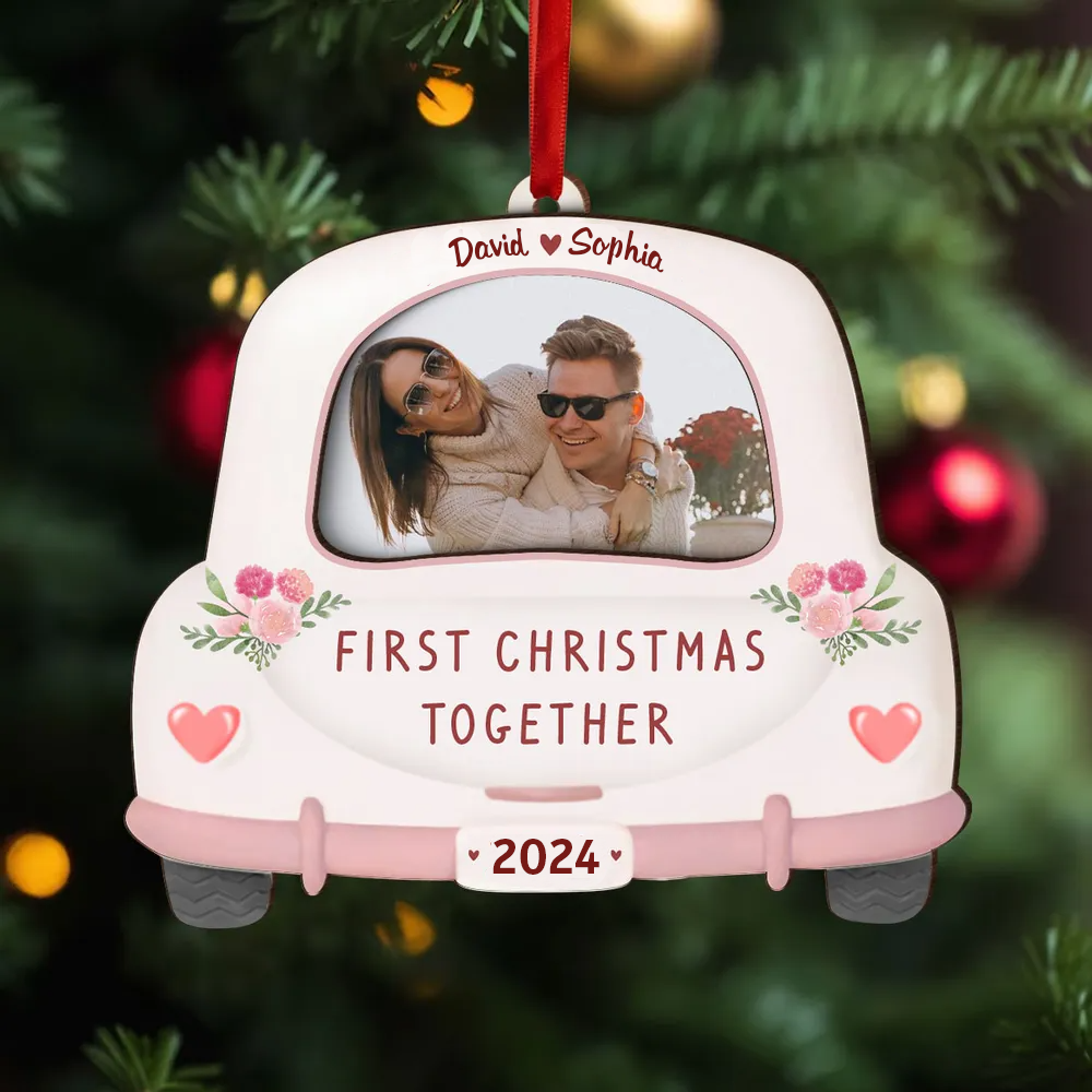 First Christmas Together Personalized Photo Frame Ornament, Newlywed Gift, Hanging Photo Car Ornament, First Car Gift, Test Pass Gift