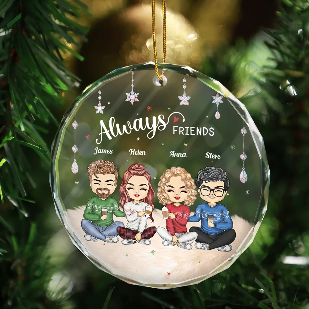 Always Besties Sisters Chibi - Personalized Circle Acrylic Ornament