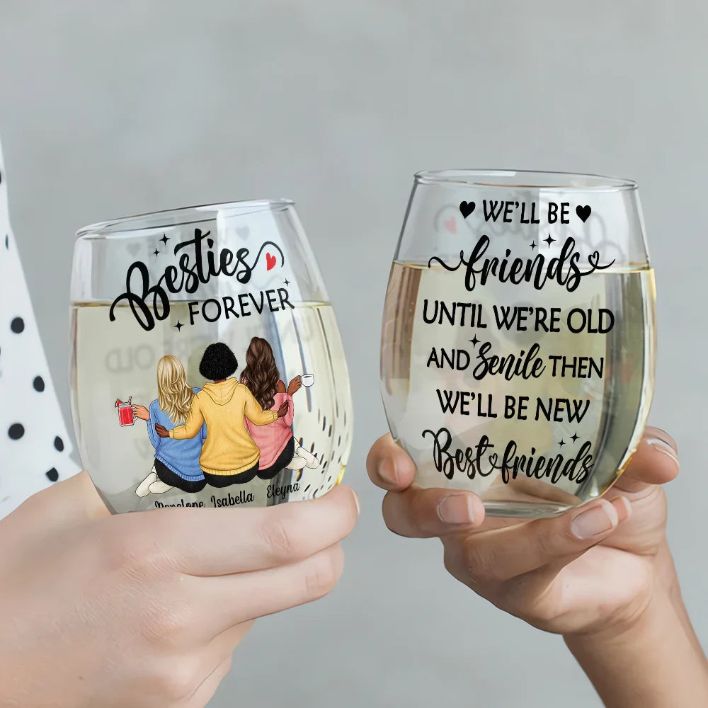 Countless Memories Our Friendship Is Endless Besties - Personalized Stemless Wine Glass
