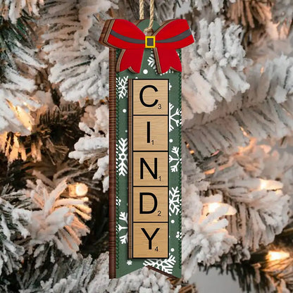 Christmas Scrabble Ornament Family Name Ornament - Personalized 2-Layered Wooden Ornament