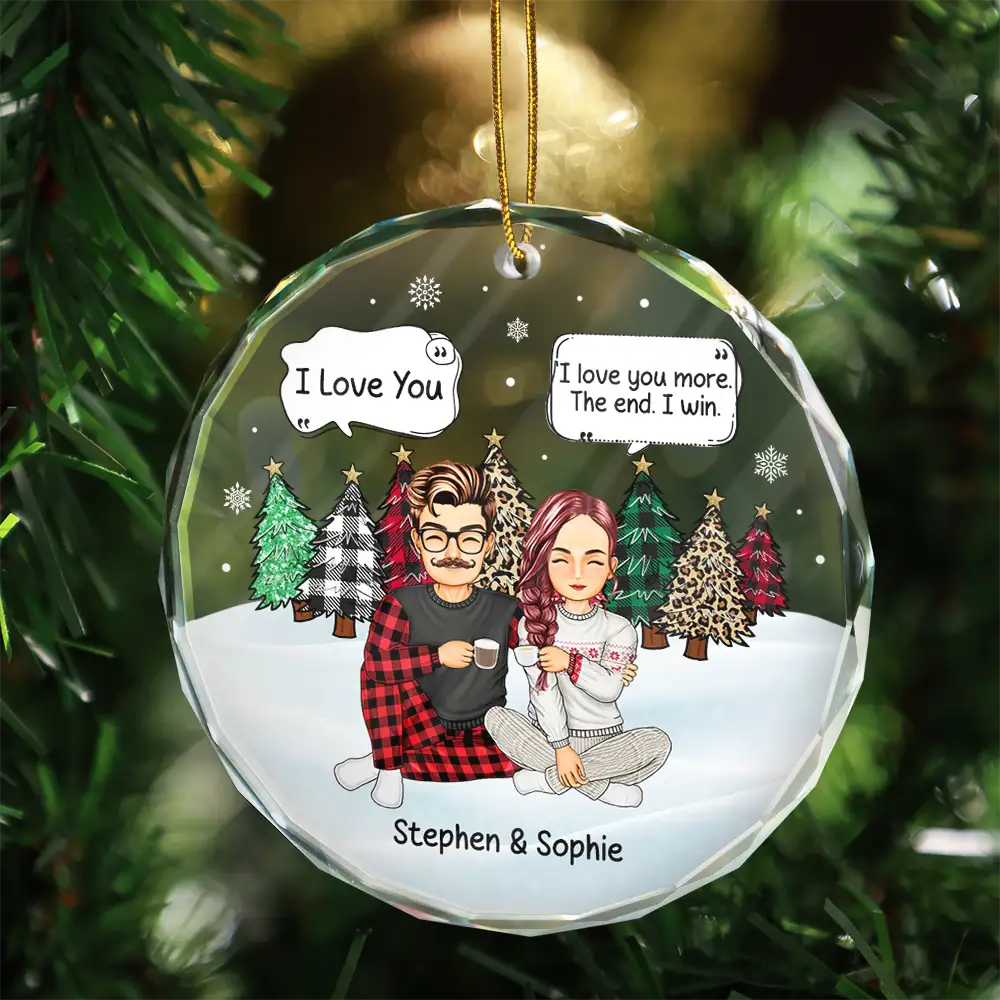 Christmas Couple I Love You More The End - Personalized Circle Acrylic Ornament