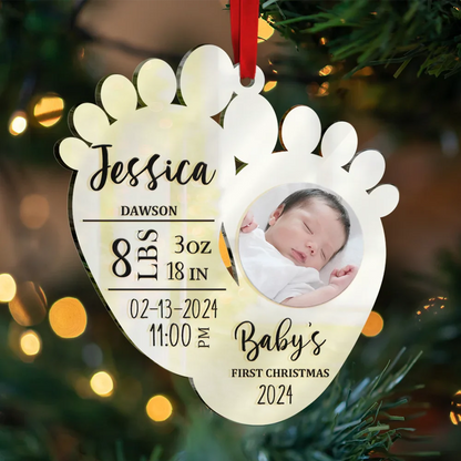 Custom Photo Baby's First Christmas - Personalized Custom Shaped Acrylic Ornament