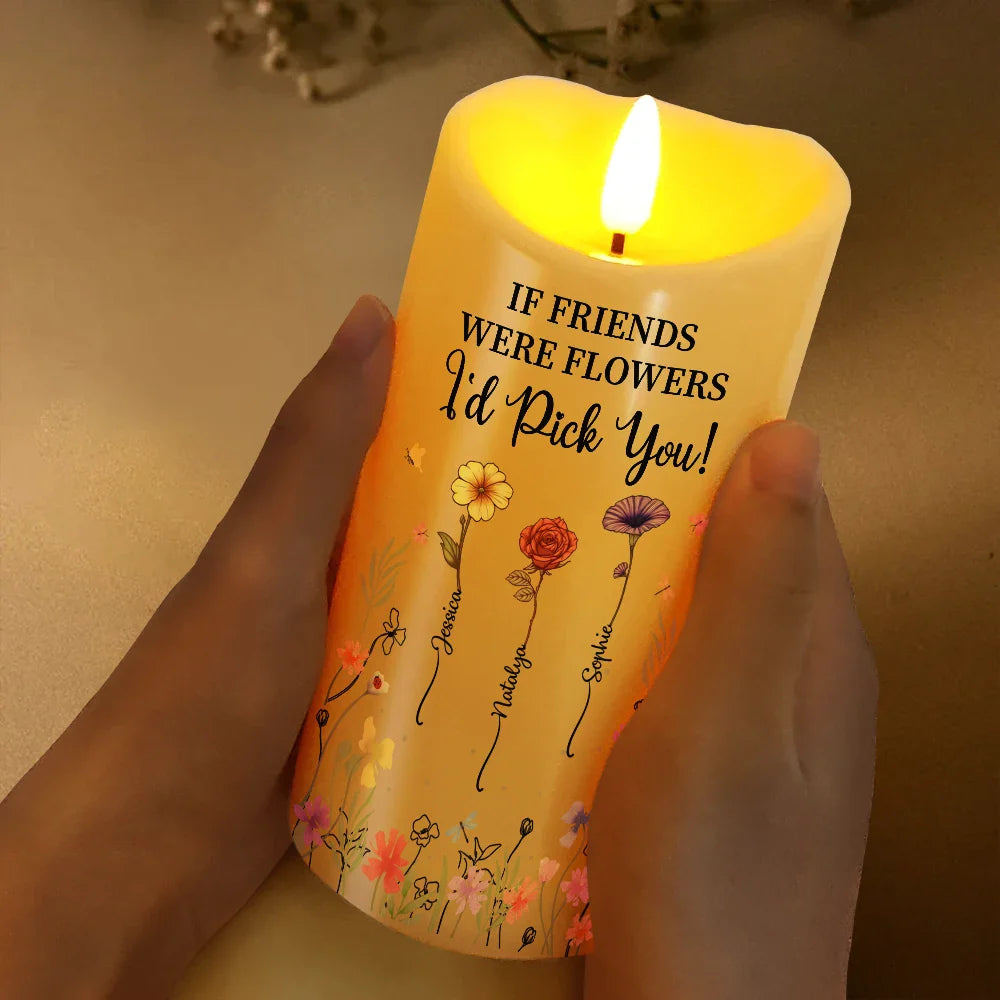 Birth Flower Grow An Old Friend - Personalized Flameless LED Candle