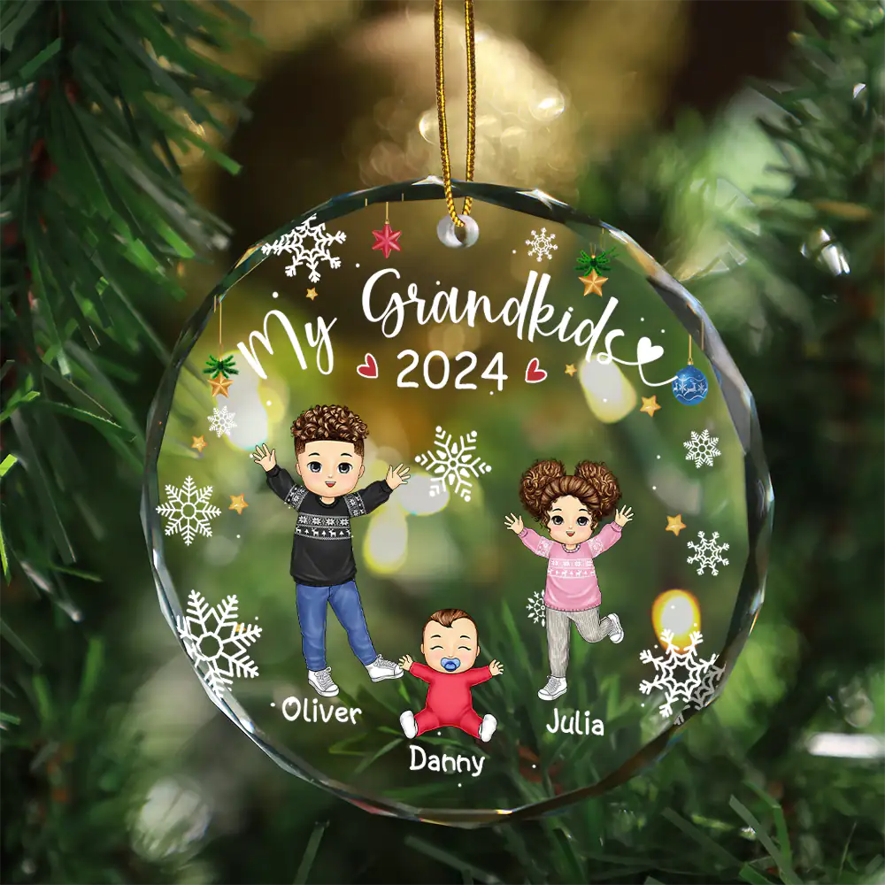 My Grandkids Grandparents Family - Personalized Circle Acrylic Ornament