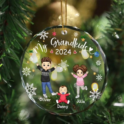 My Grandkids Grandparents Family - Personalized Circle Acrylic Ornament