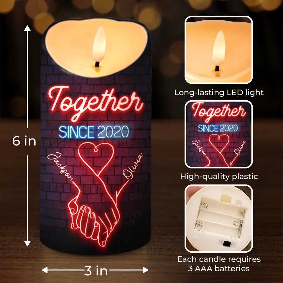 In Your Hand, I Found My Forever - Couple Personalized Custom LED Candle - Christmas Gift For Husband Wife, Anniversary