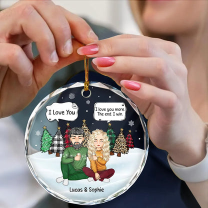 Christmas Couple I Love You More The End - Personalized Circle Acrylic Ornament