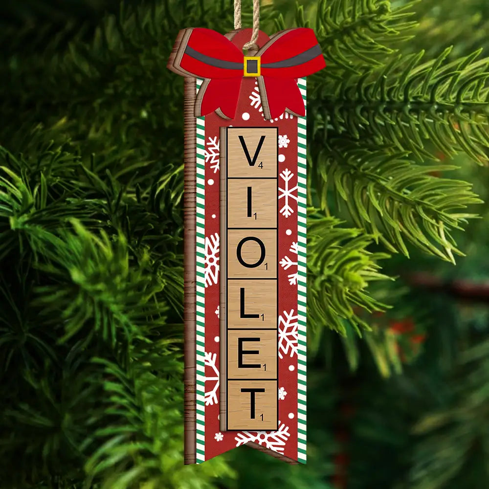 Christmas Scrabble Ornament Family Name Ornament - Personalized 2-Layered Wooden Ornament