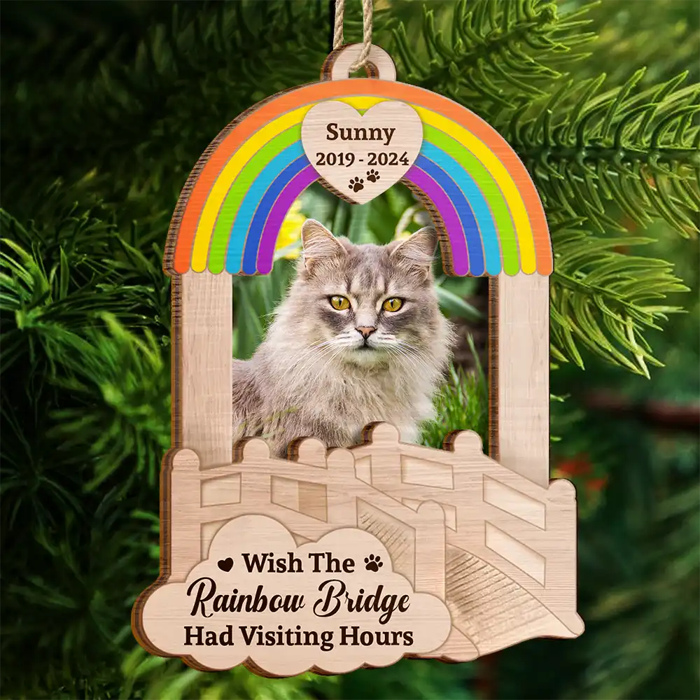 Custom Photo Dog Cat Pet Memorial We Will Meet Again - Personalized Wooden Ornament