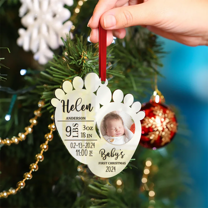 Custom Photo Baby's First Christmas - Personalized Custom Shaped Acrylic Ornament