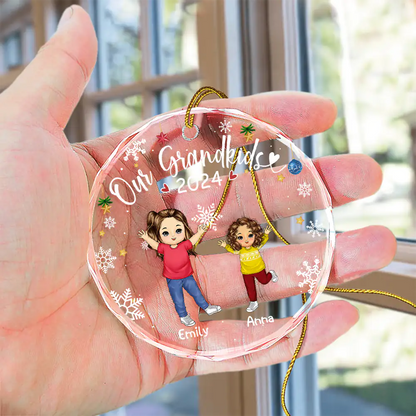 My Grandkids Grandparents Family - Personalized Circle Acrylic Ornament