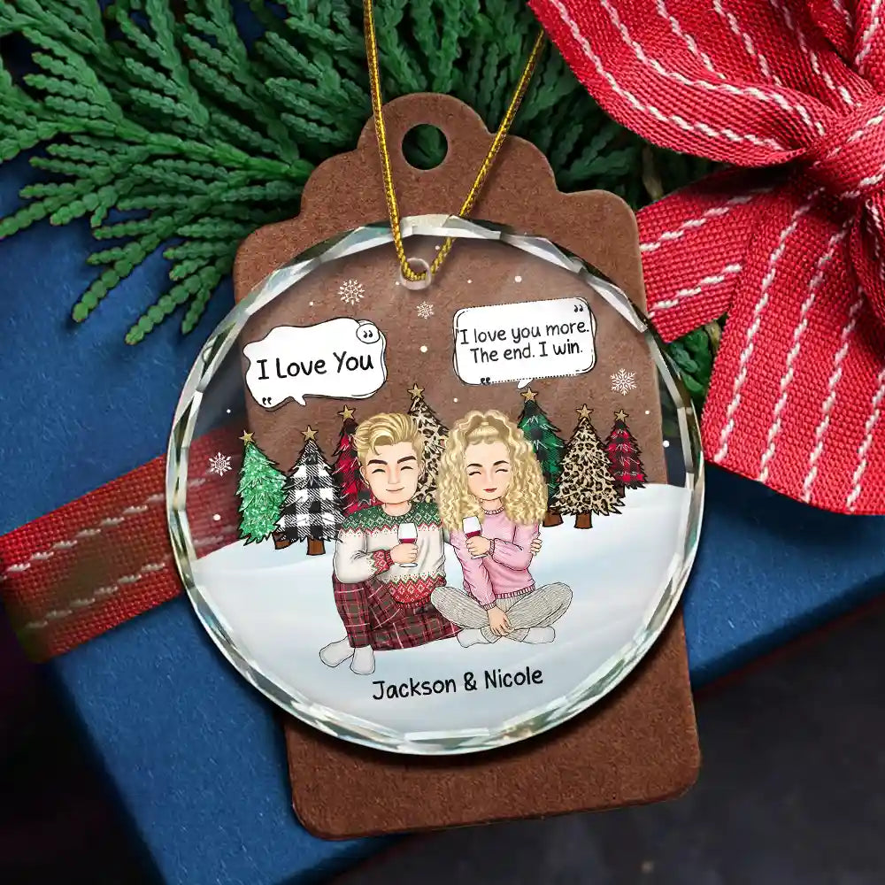 Christmas Couple I Love You More The End - Personalized Circle Acrylic Ornament