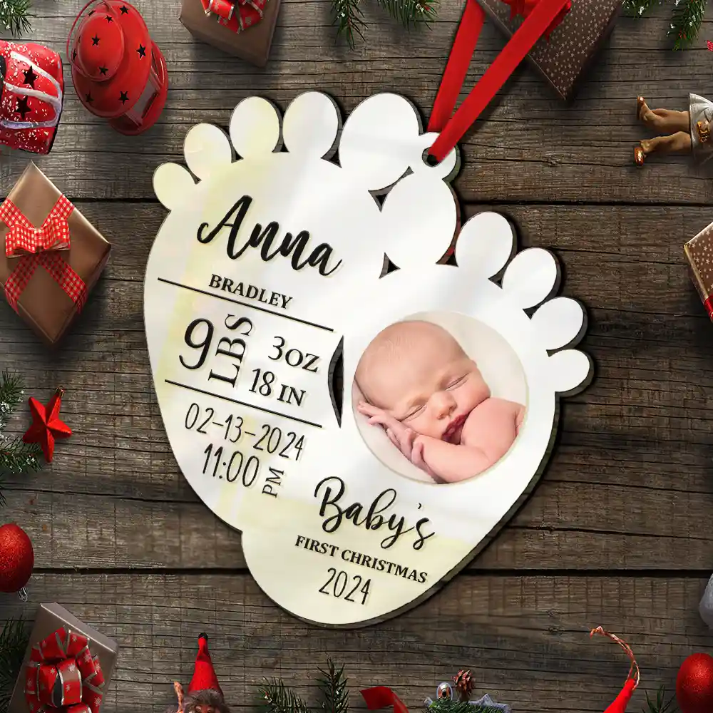 Custom Photo Baby's First Christmas - Personalized Custom Shaped Acrylic Ornament