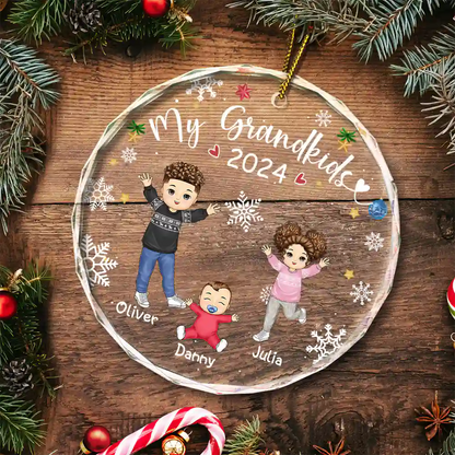 My Grandkids Grandparents Family - Personalized Circle Acrylic Ornament