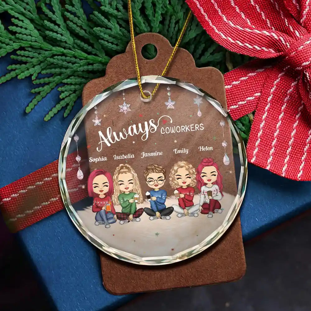 Always Besties Sisters Chibi - Personalized Circle Acrylic Ornament