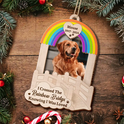 Custom Photo Dog Cat Pet Memorial We Will Meet Again - Personalized Wooden Ornament