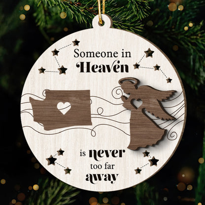 Someone In Heaven Is Never Too Far Away Memorial Keepsake Personalized 2-Layer Wooden Ornament