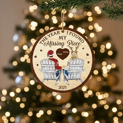 Custom Double Layer Wooden Ornament - Personalized Anniversary Christmas Wedding Gifts For Husband And Wife, Him And Her - My Missing Piece