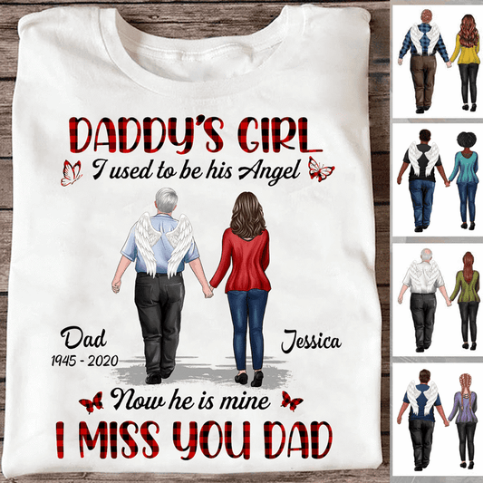 Daddy‘s Girl Dad & Girl Walking Memorial Personalized Shirt