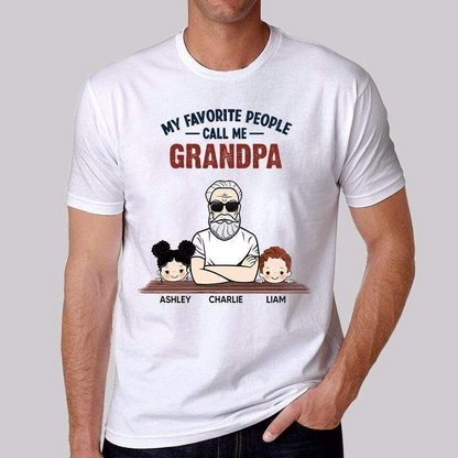 My Favorite People Call Me Grandpa Man And Kids Personalized Shirt