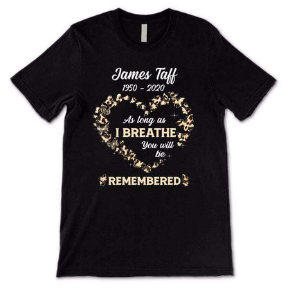 Patterns Butterflies Heart Memorial Personalized Shirt